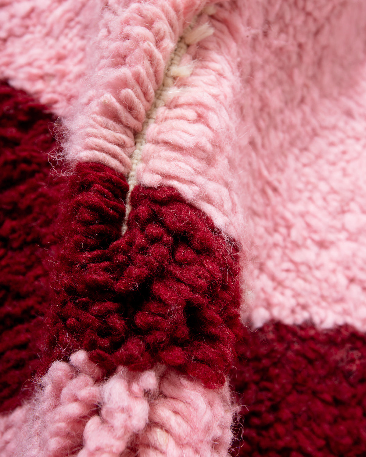 Modern, designer, handcrafted Berber rug from Morocco. Beniourain carpet with beautiful colours and patterns and fluffy wool texture.